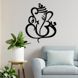 Wallity Ganesha Escultura de Pared de Metal Negra